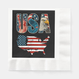 USA US Patriotic 4th of July America Flag Freedom Napkin