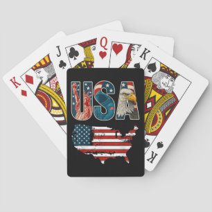 USA US Patriotic 4th of July America Flag Freedom  Playing Cards