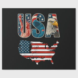USA US Patriotic 4th of July America Flag Freedom Wrapping Paper