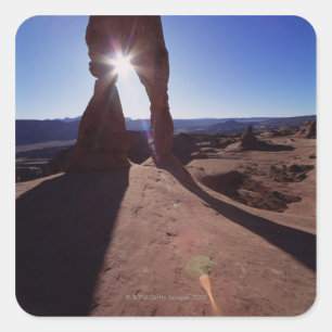 USA, Utah, Arches National Park, sun shining Square Sticker