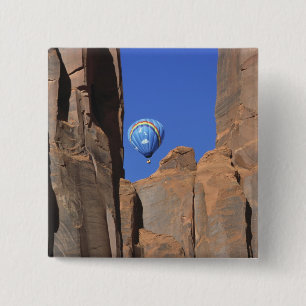 USA, Utah, Monument Valley. A rainbow hot-air 15 Cm Square Badge