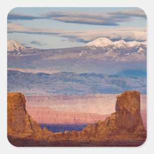 USA, Utah. Scenic of La Sal Mountains from Dead Square Sticker