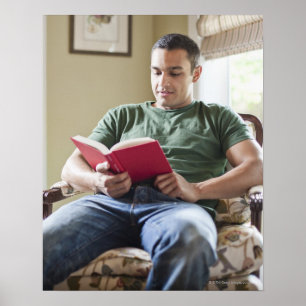 USA, Utah, Young man reading book Poster