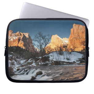 USA, Utah, Zion National Park. Mountain sunrise Laptop Sleeve
