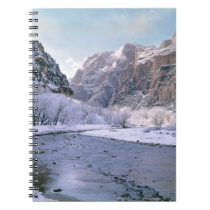 USA, Utah, Zion NP. New snow covers the canyon Notebook