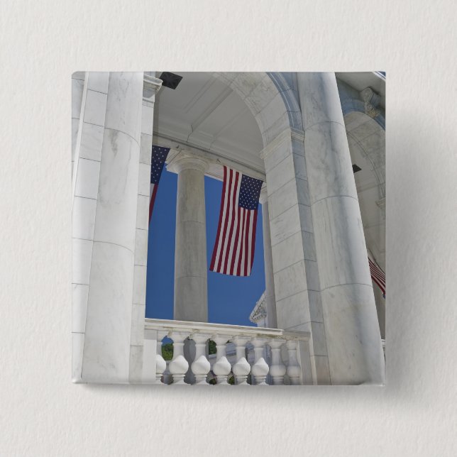 USA, VA, Arlington. American Flags are hung 15 Cm Square Badge (Front)