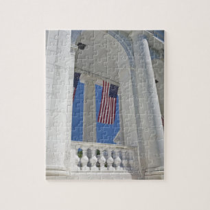 USA, VA, Arlington. American Flags are hung Jigsaw Puzzle