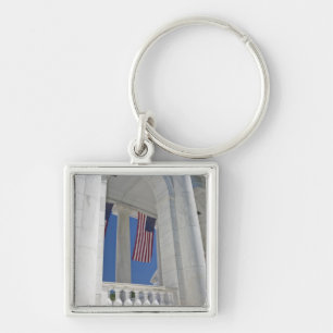 USA, VA, Arlington. American Flags are hung Key Ring