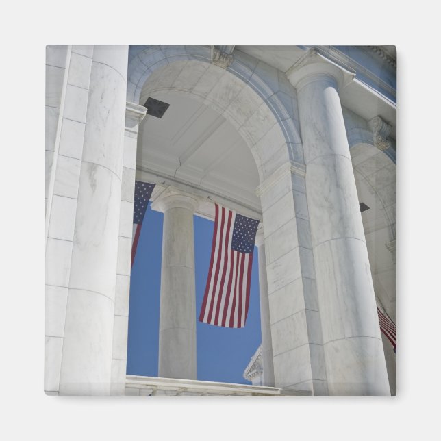 USA, VA, Arlington. American Flags are hung Magnet (Front)