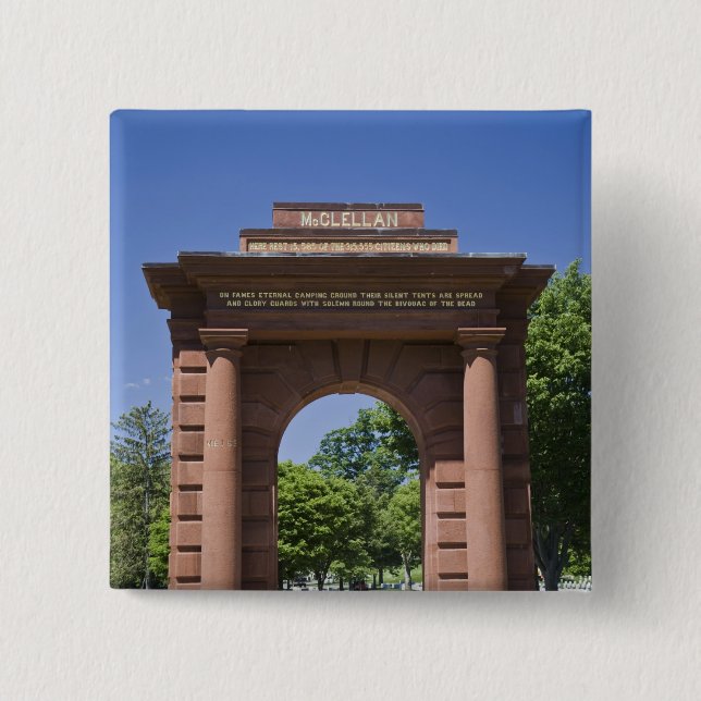 USA, VA, Arlington. McClellan Gate at Arlington 15 Cm Square Badge (Front)