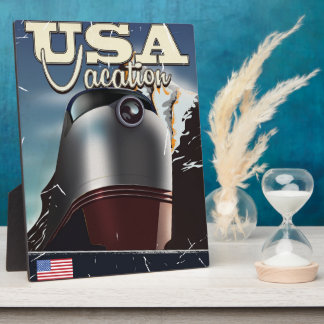 USA Vacation Train vintage Locomotive train Poster Plaque