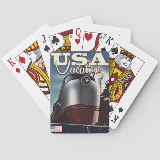 USA Vacation Train vintage Locomotive train Poster Playing Cards