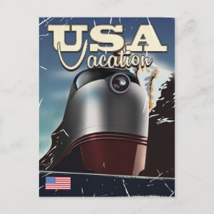USA Vacation Train vintage Soviet train Poster Postcard