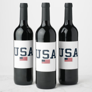 USA varsity letters American Flag Gym Sports  Wine Label