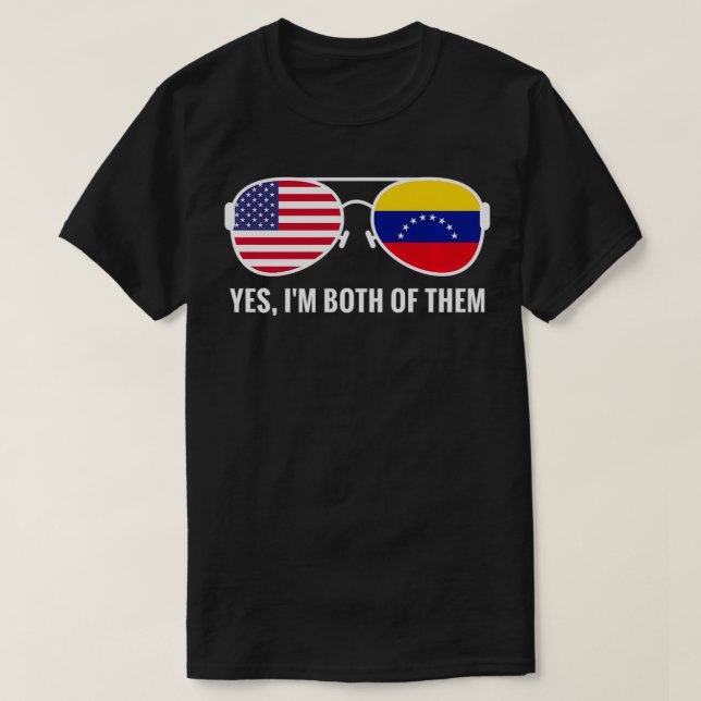USA Venezuela Flag Sunglasses Venezuelan Americans T-Shirt (Design Front)