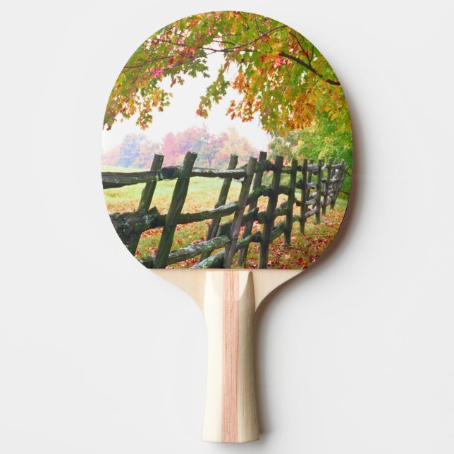 USA, Vermont. Fence under fall foliage. Ping Pong Paddle (Front)