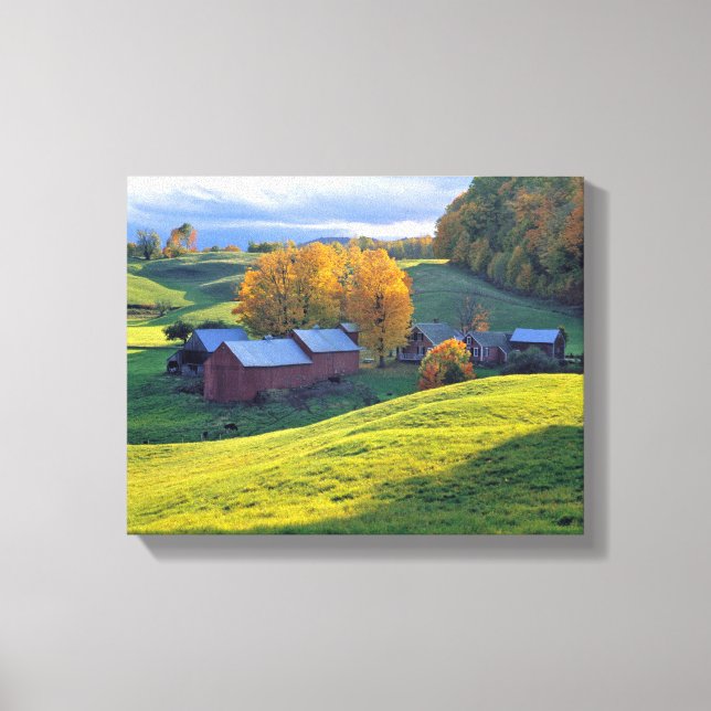 USA, Vermont, Jenne Farm. Rolling green hills Canvas Print (Front)