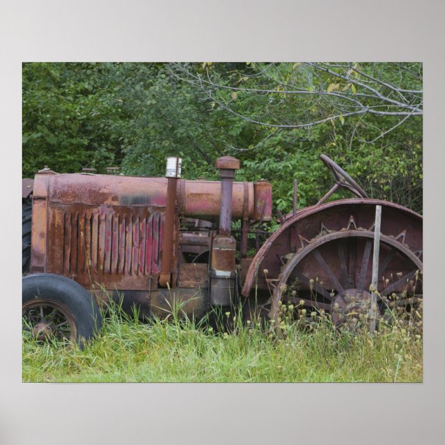 USA, Vermont, MANCHESTER: Antique Farm Tractor Poster (Front)