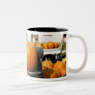 USA, Vermont. Pumpkins Two-Tone Coffee Mug