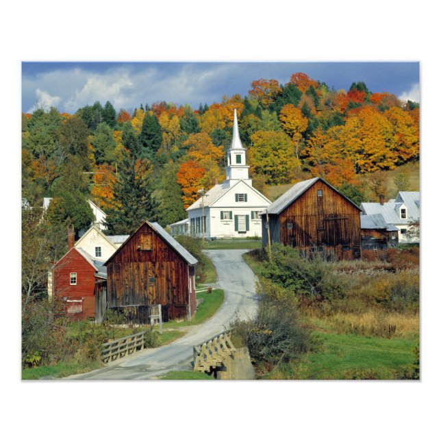 USA, Vermont, Waits River. Fall foliage adds Photo Print (Front)