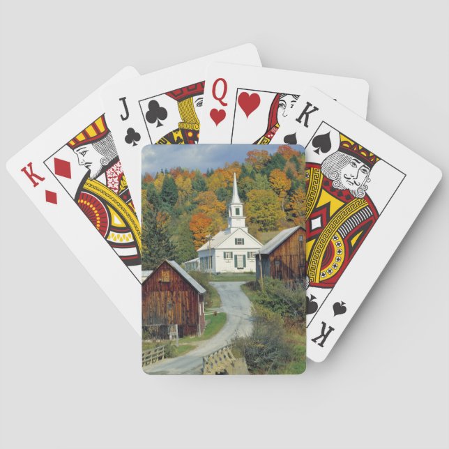 USA, Vermont, Waits River. Fall foliage adds Playing Cards (Back)