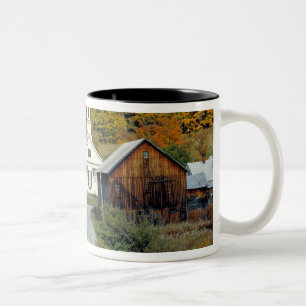 USA, Vermont, Waits River. Fall foliage adds Two-Tone Coffee Mug