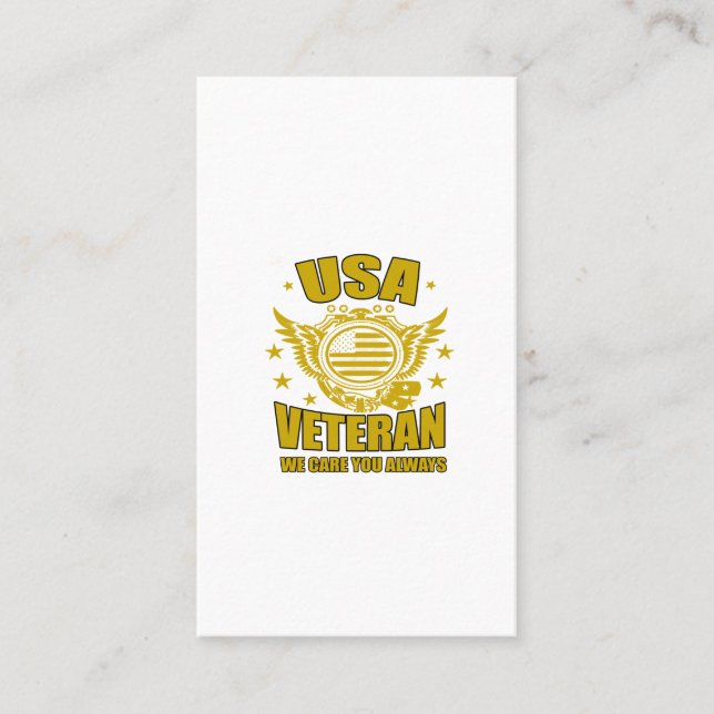USA VETERAN WE CARE YOU ALWAYS BUSINESS CARD (Front)