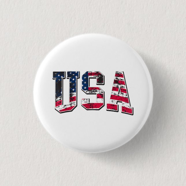 USA Vintage American Flag 3 Cm Round Badge (Front)