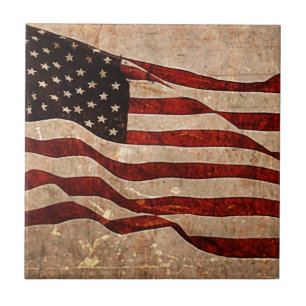 USA Vintage American Flag Tile