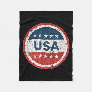 Usa vintage badge patriotic american flag graphic fleece blanket