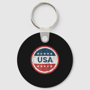 Usa vintage badge patriotic american flag graphic key ring
