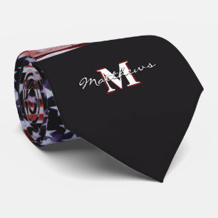 USA Vintage Flag Patriotic July4th Custom Monogram Tie