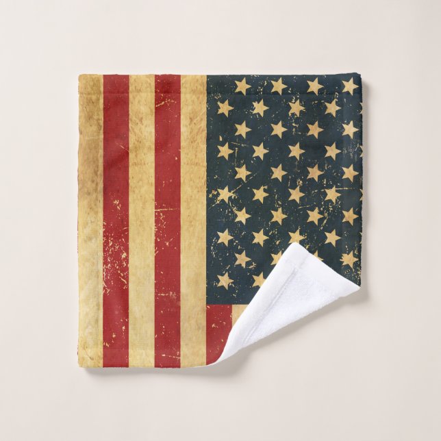 USA Vintage Grunge Flag Bath Towel Set (Wash Cloth)