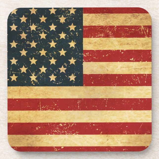 USA Vintage Grunge Flag Coaster (Front)