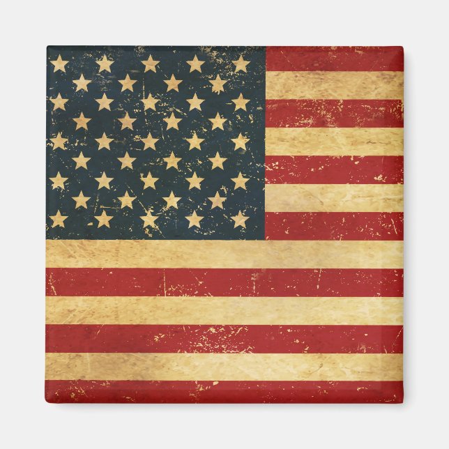USA Vintage Grunge Flag Magnet (Front)