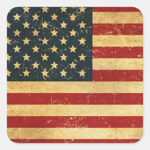 USA Vintage Grunge Flag Square Sticker