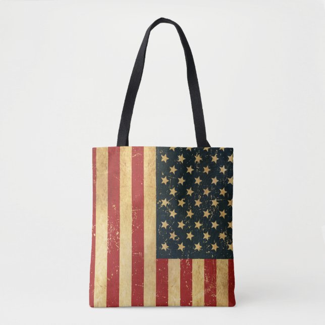 USA Vintage Grunge Flag Tote Bag (Front)