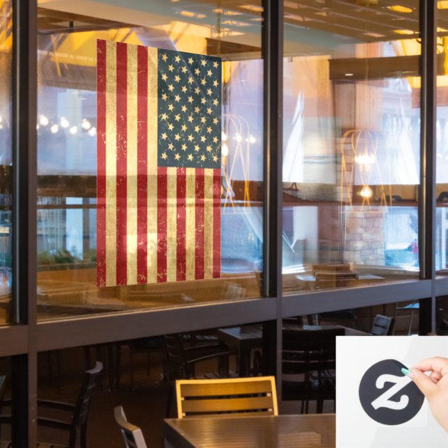 USA Vintage Grunge Flag Window Cling (Restaurant Window)