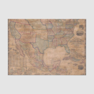 USA Vintage Map Decoupage  Tissue Paper