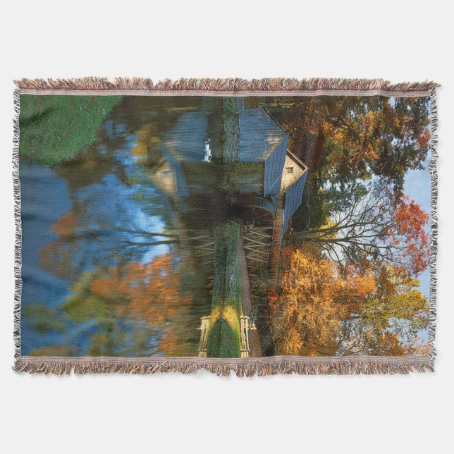 USA, Virginia, Blue Ridge Parkway, Mabry Mill Throw Blanket (Front)