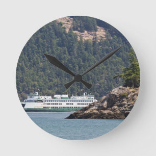 USA, WA. Washington State Ferries Round Clock