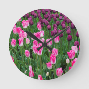 USA, Washington. Blooming Tulips Round Clock
