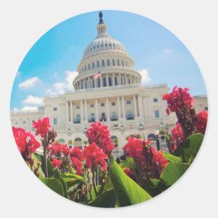 USA, Washington DC, Capitol Building Classic Round Sticker