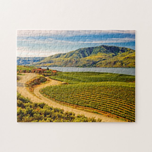USA, Washington, Lake Chelan. Benson Vineyards Jigsaw Puzzle (Horizontal)