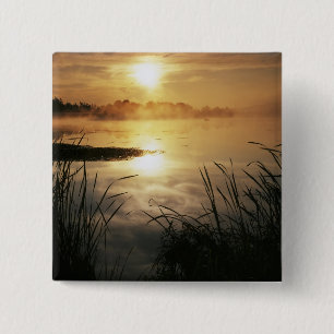 USA, Washington, Lopez Island, Morning fog on 15 Cm Square Badge