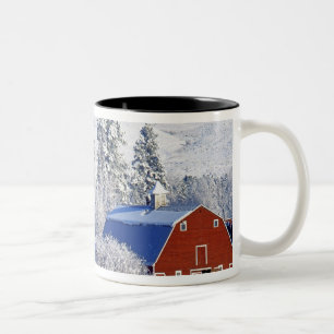 USA, Washington, Methow Valley, Barns in Two-Tone Coffee Mug
