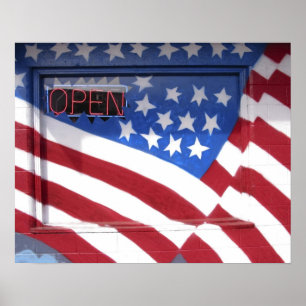 USA, Washington, Moses Lake. Flag wall mural on Poster