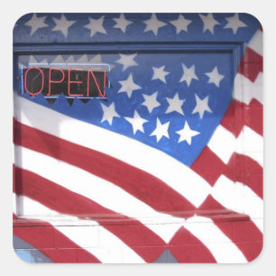 USA, Washington, Moses Lake. Flag wall mural on Square Sticker