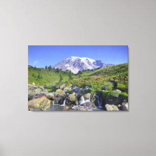 USA, Washington, Mt. Rainier NP, Mt. Rainier and 2 Canvas Print