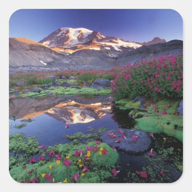 USA, Washington, Mt. Rainier NP, sunrise, Square Sticker (Front)